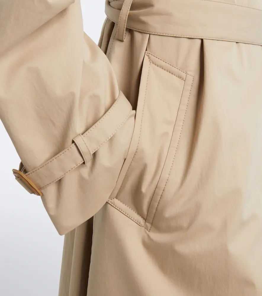 Acne Studios Leather-trimmed twill trench coat | Thumbnail 4