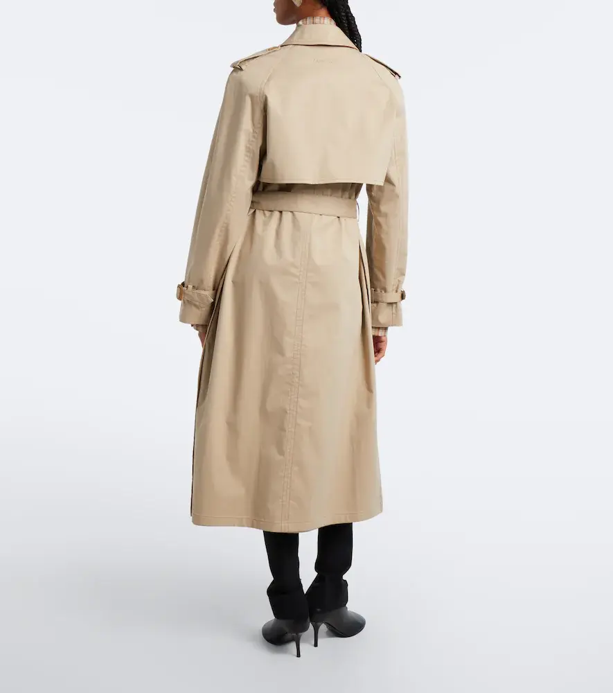 Acne Studios Leather-trimmed twill trench coat | Thumbnail 6