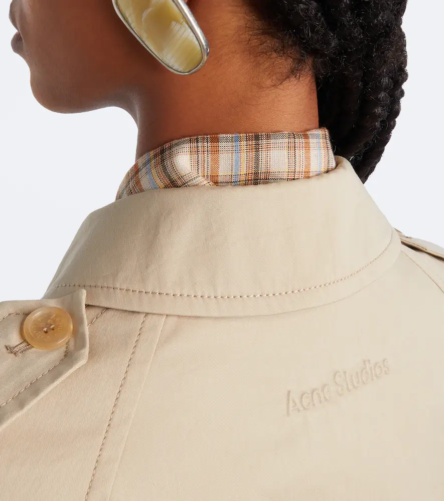 Acne Studios Leather-trimmed twill trench coat | Thumbnail 7