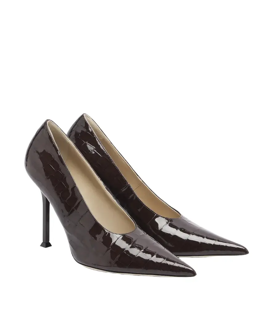 CHRISTEN Helix croc-effect patent leather pumps