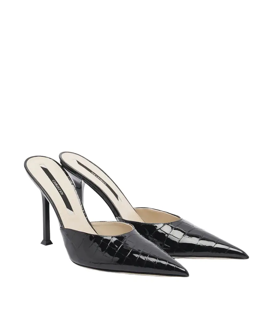 Helix croc-effect patent leather mules Helix croc-effect patent leather mules