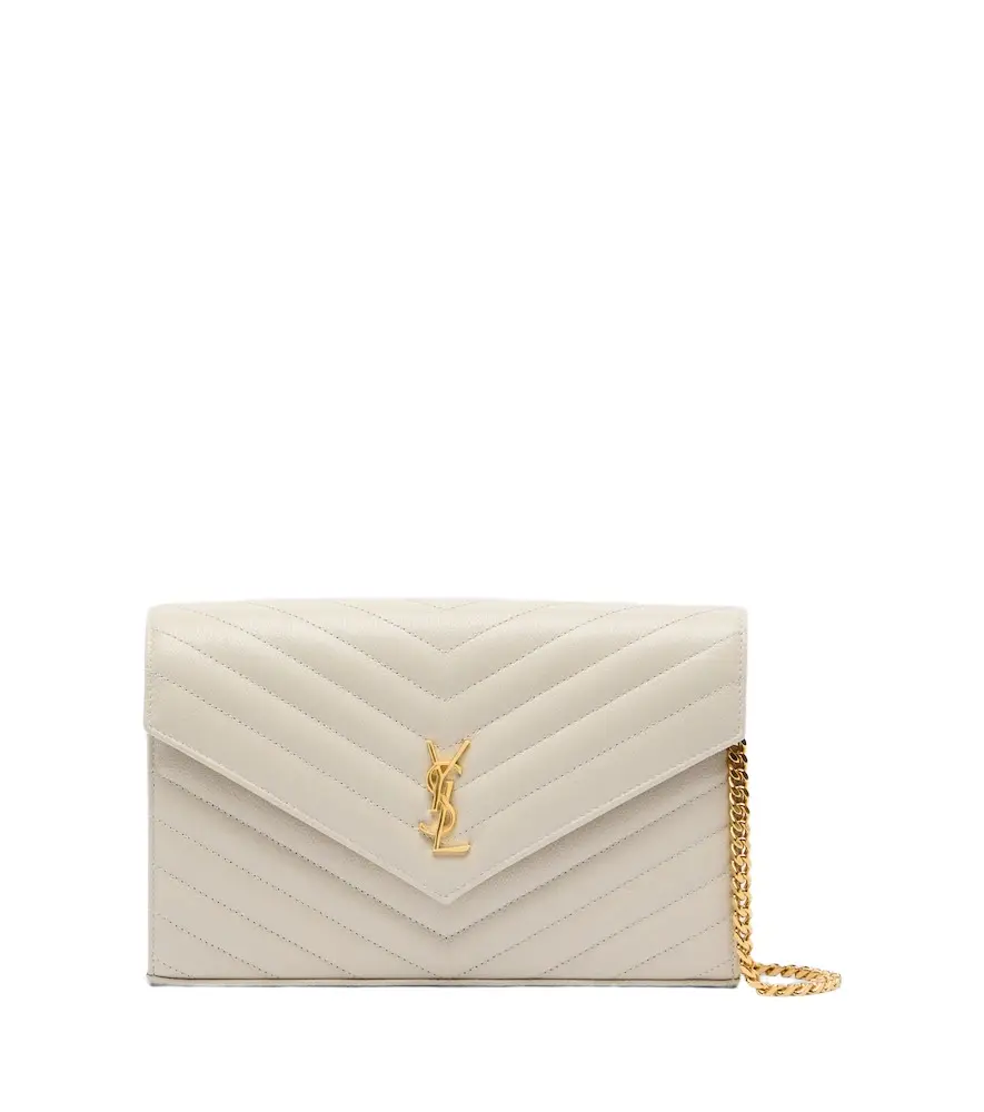 Saint Laurent Cassandre matelassé leather wallet on chain