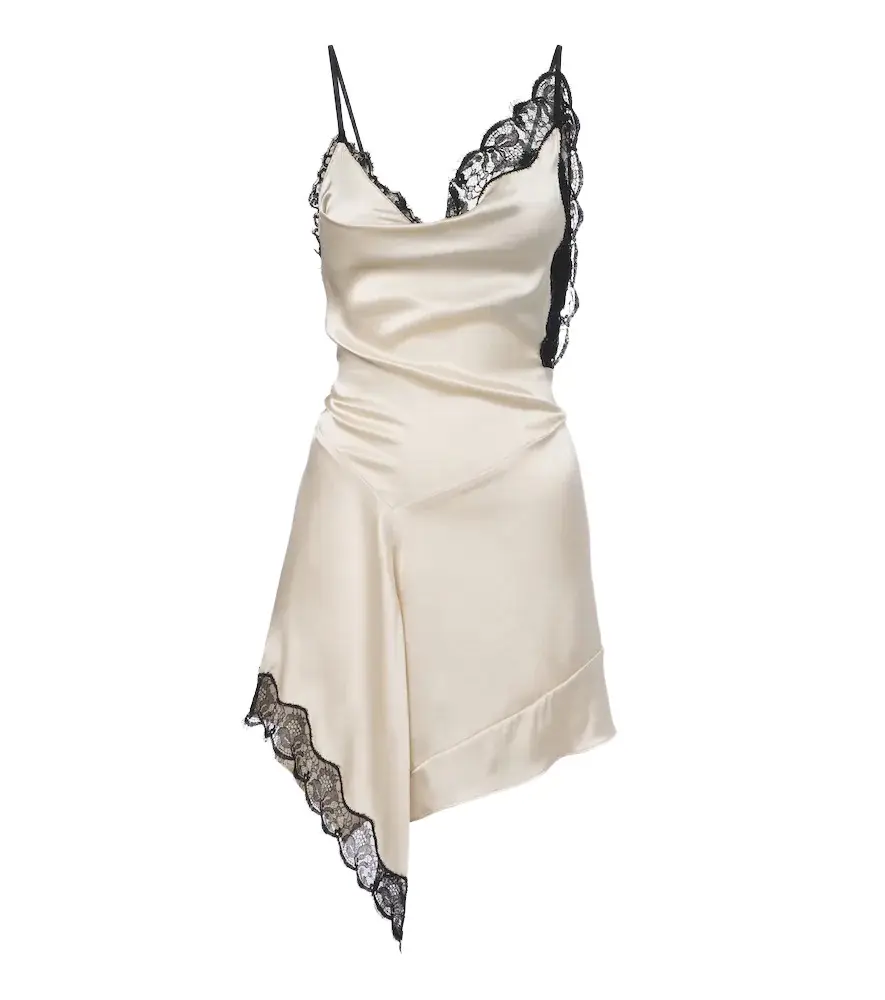Anazia lace-trimmed silk-blend minidress