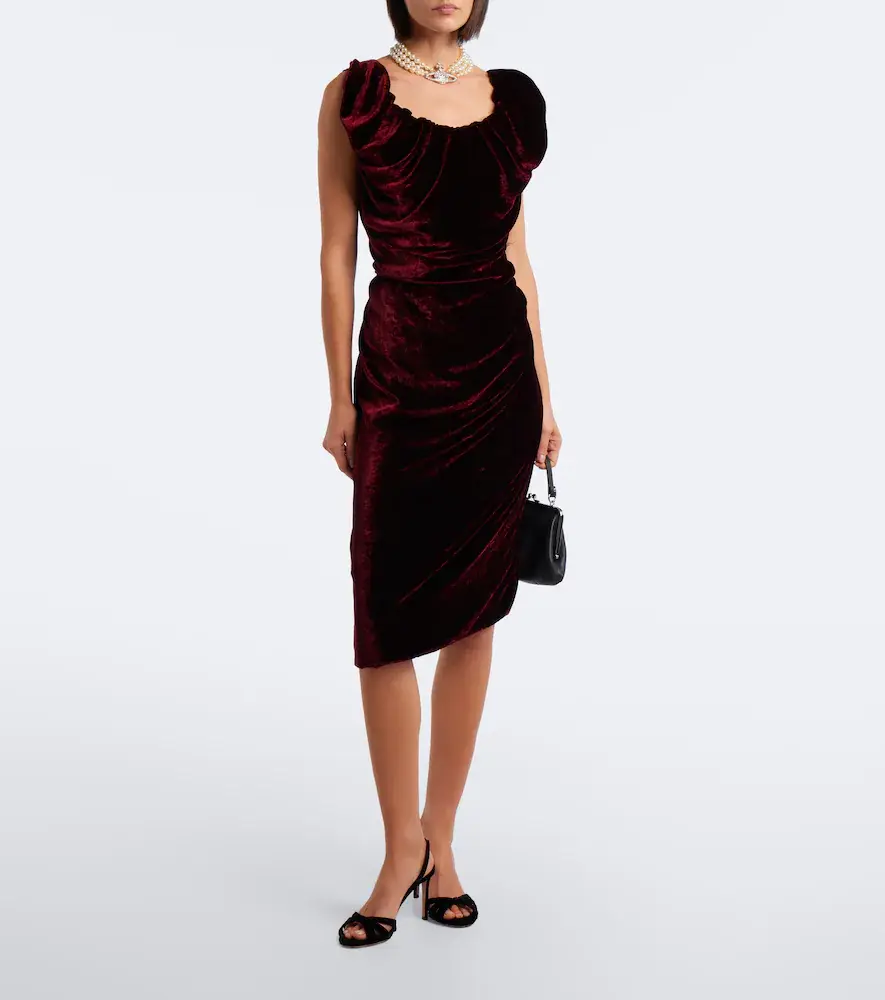 Vivienne Westwood Ginnie Amber draped velvet midi dress | Thumbnail 4