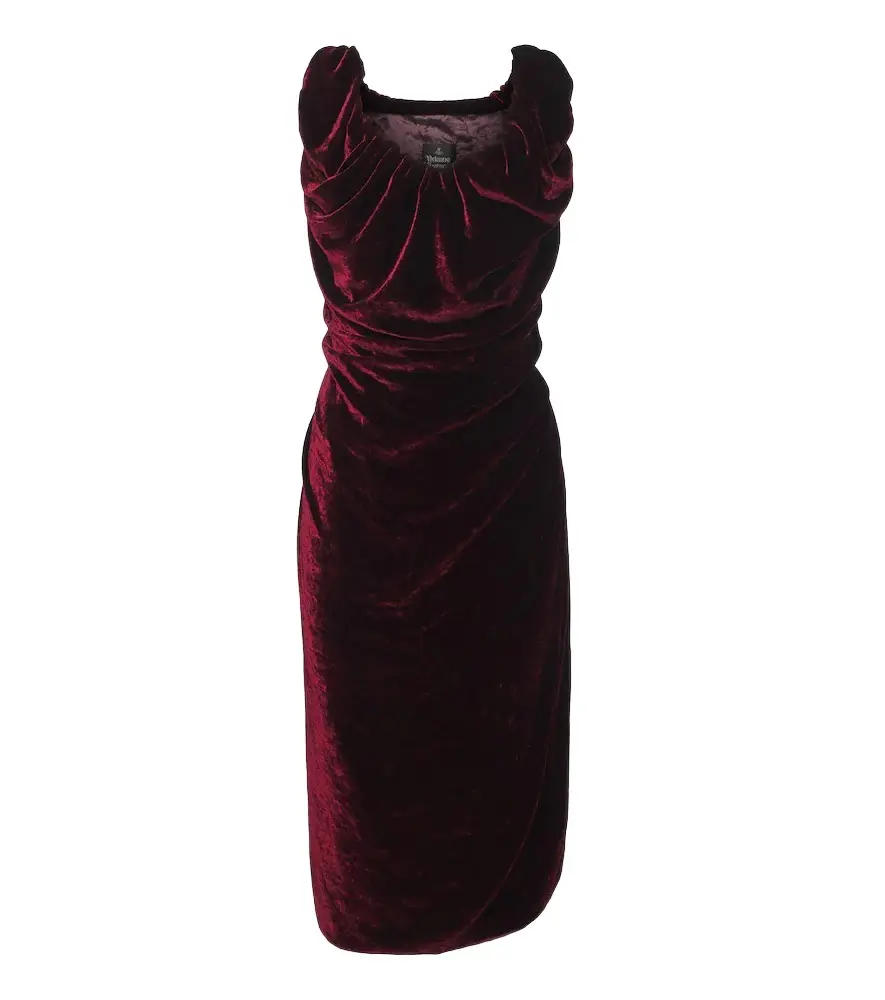 Vivienne Westwood Ginnie Amber draped velvet midi dress
