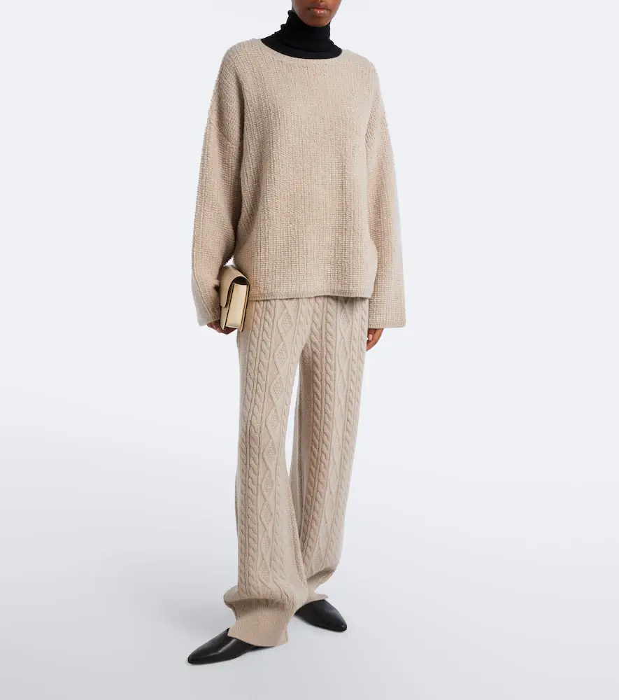 Lisa Yang Bryndis cable-knit cashmere wide-leg pants | Thumbnail 4 Lisa Yang Bryndis cable-knit cashmere wide-leg pants | Thumbnail 4