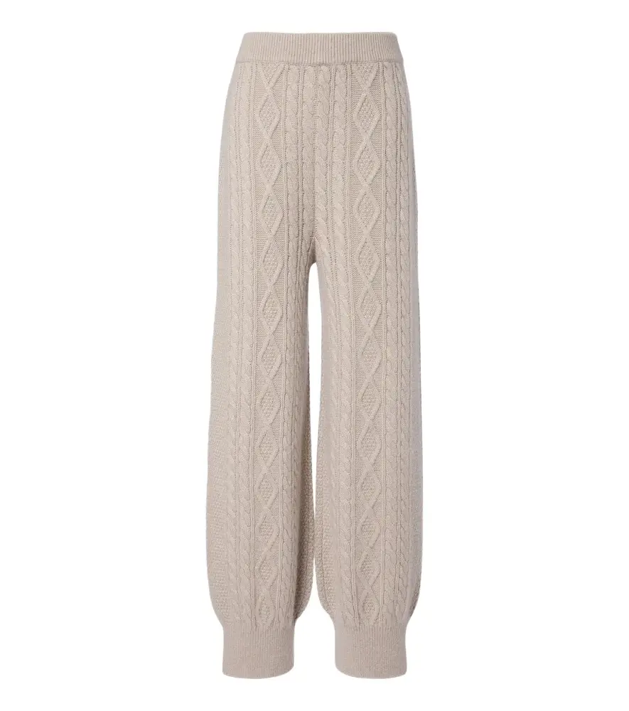Bryndis cable-knit cashmere wide-leg pants Bryndis cable-knit cashmere wide-leg pants