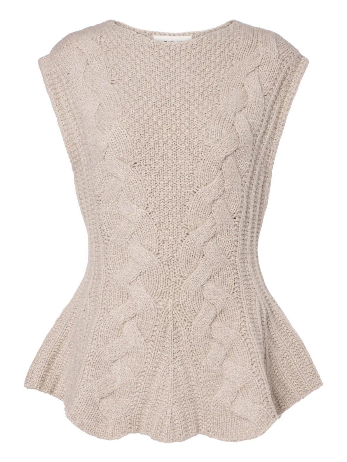 Signy cable-knit peplum cashmere top