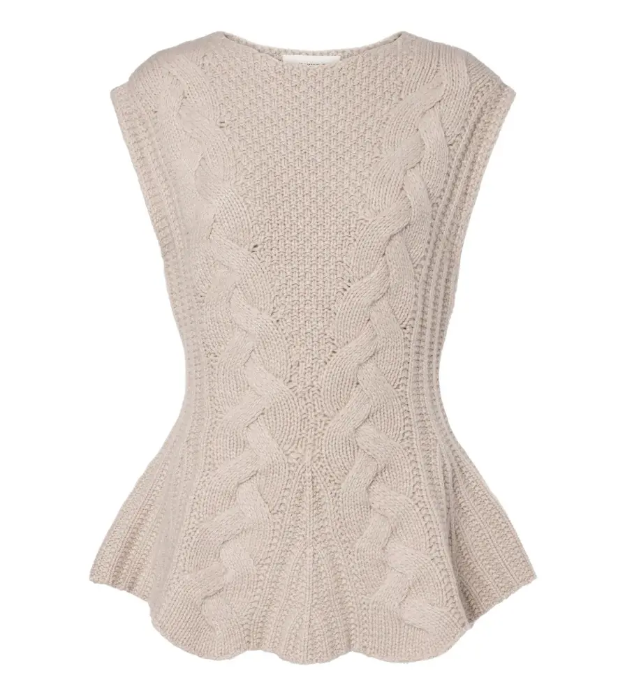 Signy cable-knit peplum cashmere top Signy cable-knit peplum cashmere top