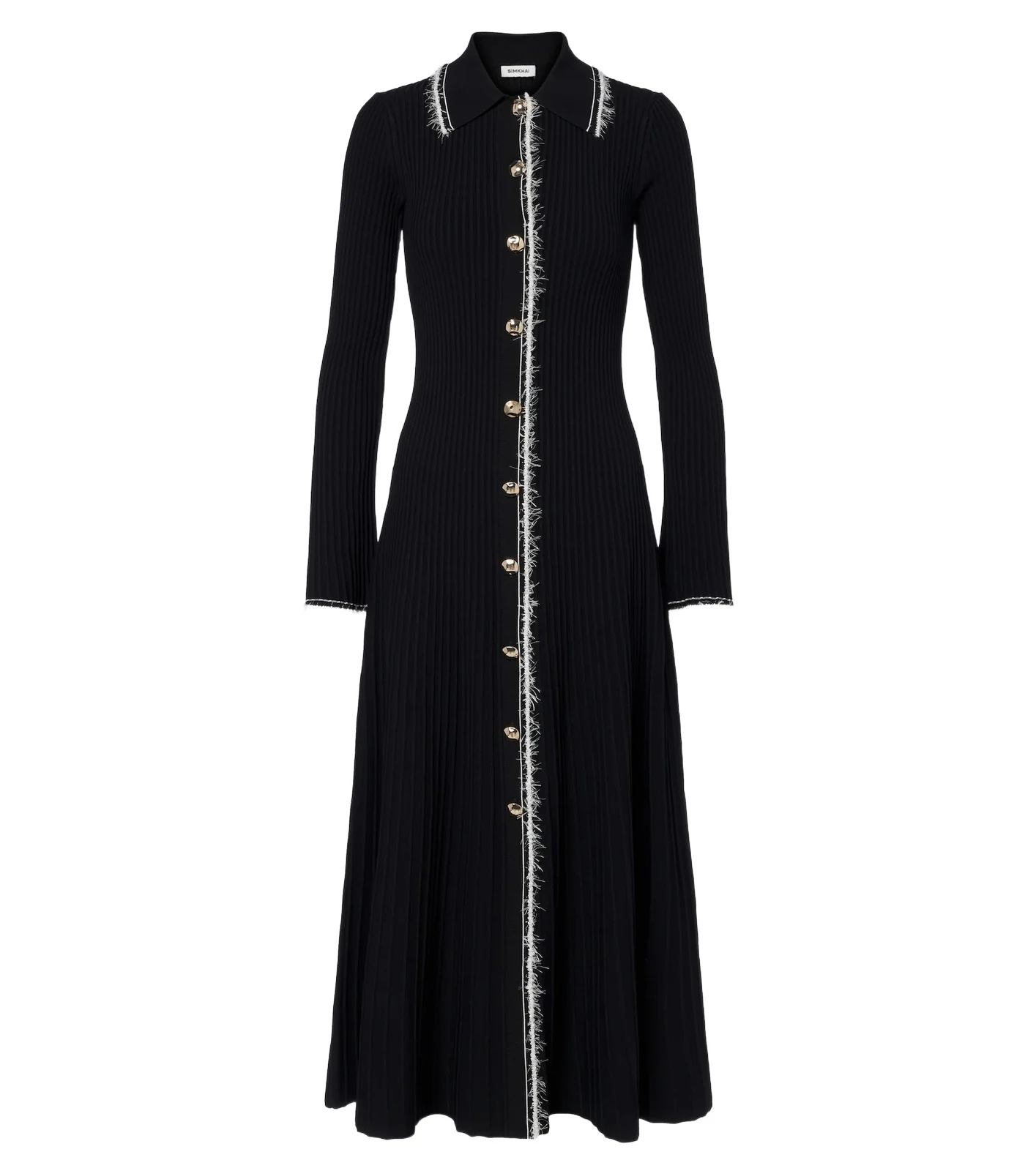 Ribbed-knit shirt dress