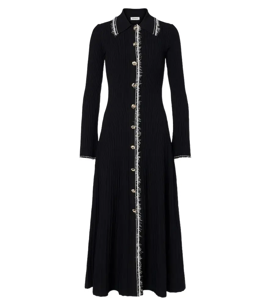 Ribbed-knit shirt dress Ribbed-knit shirt dress