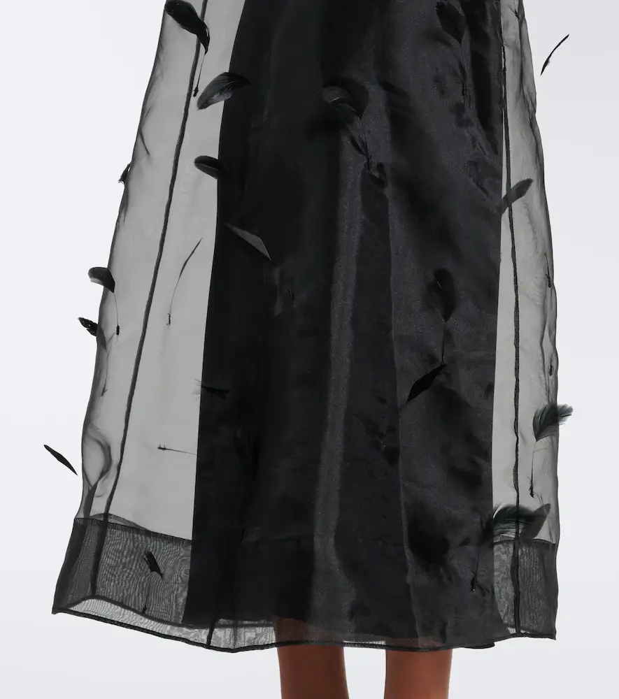 Simkhai Pauline feather-trimmed organza midi dress | Thumbnail 2 Simkhai Pauline feather-trimmed organza midi dress | Thumbnail 2