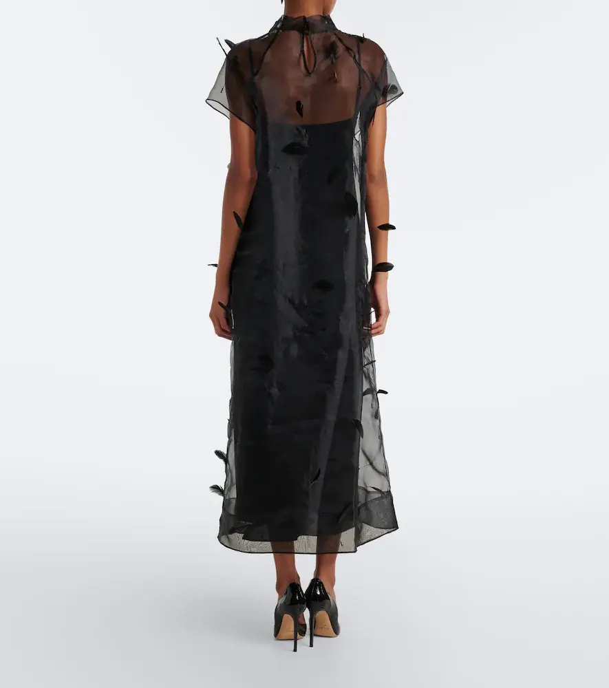 Simkhai Pauline feather-trimmed organza midi dress | Thumbnail 3 Simkhai Pauline feather-trimmed organza midi dress | Thumbnail 3