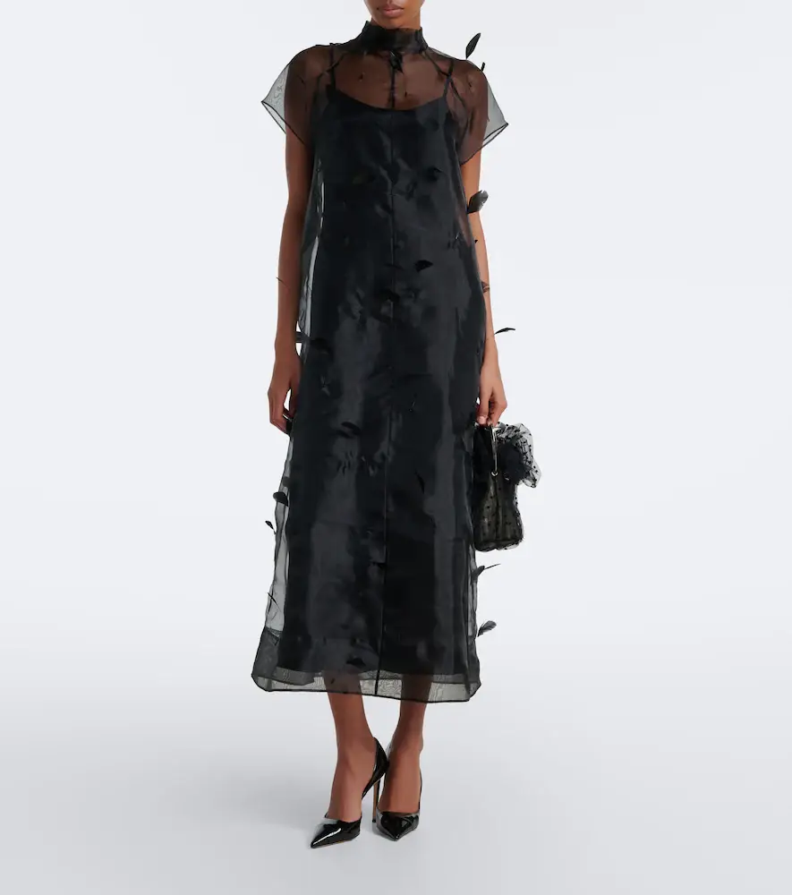 Simkhai Pauline feather-trimmed organza midi dress | Thumbnail 4 Simkhai Pauline feather-trimmed organza midi dress | Thumbnail 4