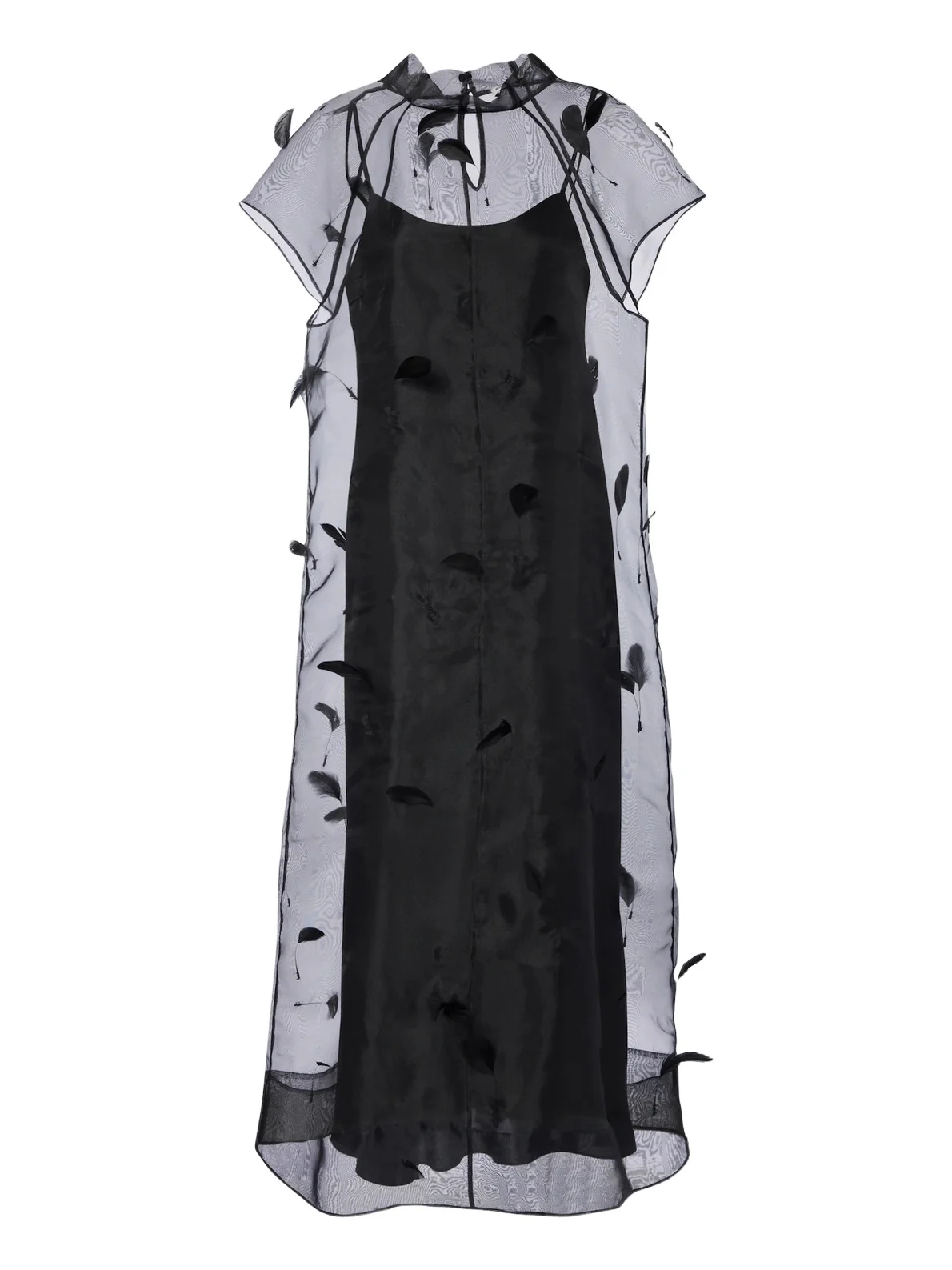 Pauline feather-trimmed organza midi dress Pauline feather-trimmed organza midi dress