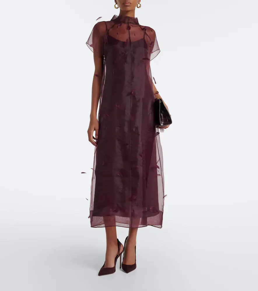 Simkhai Pauline feather-trimmed organza midi dress | Thumbnail 2 Simkhai Pauline feather-trimmed organza midi dress | Thumbnail 2