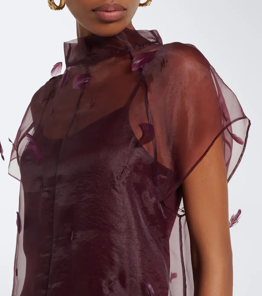 Simkhai Pauline feather-trimmed organza midi dress | Thumbnail 3 Simkhai Pauline feather-trimmed organza midi dress | Thumbnail 3