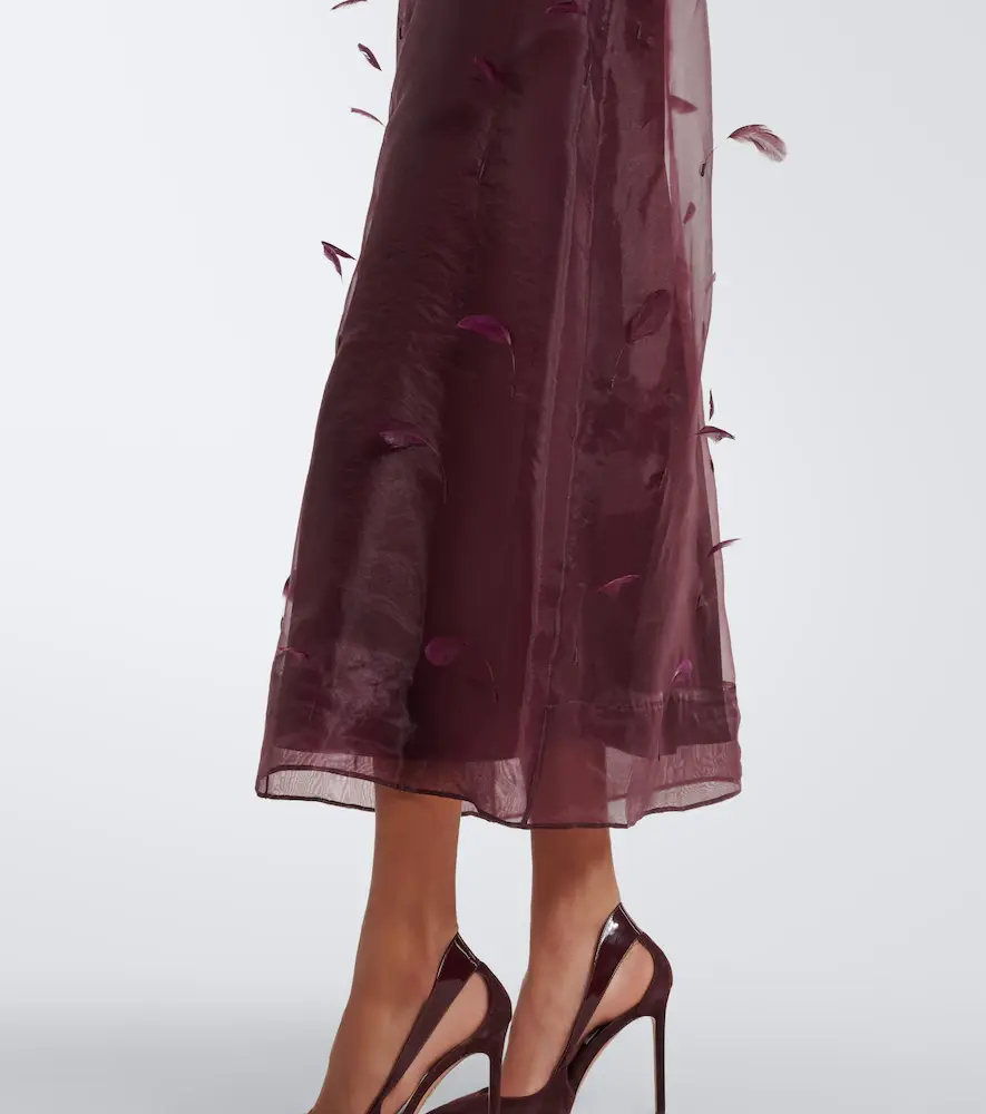 Simkhai Pauline feather-trimmed organza midi dress | Thumbnail 4 Simkhai Pauline feather-trimmed organza midi dress | Thumbnail 4