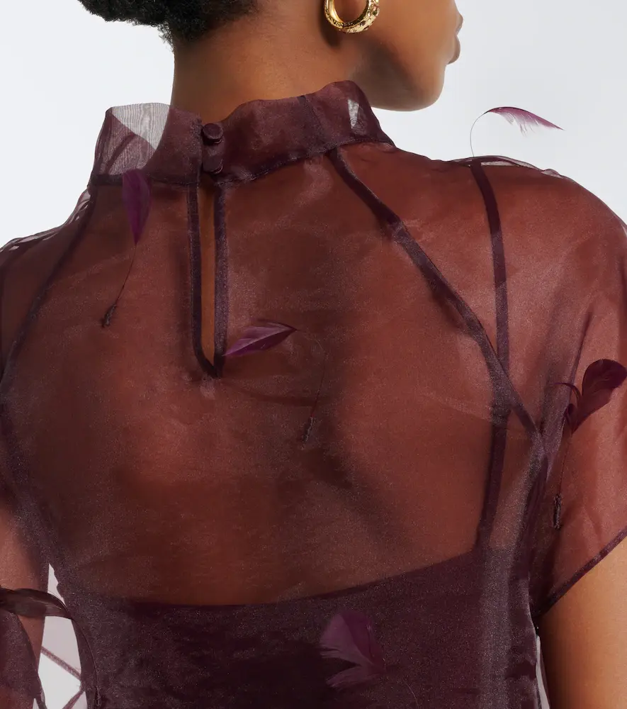 Simkhai Pauline feather-trimmed organza midi dress | Thumbnail 5 Simkhai Pauline feather-trimmed organza midi dress | Thumbnail 5