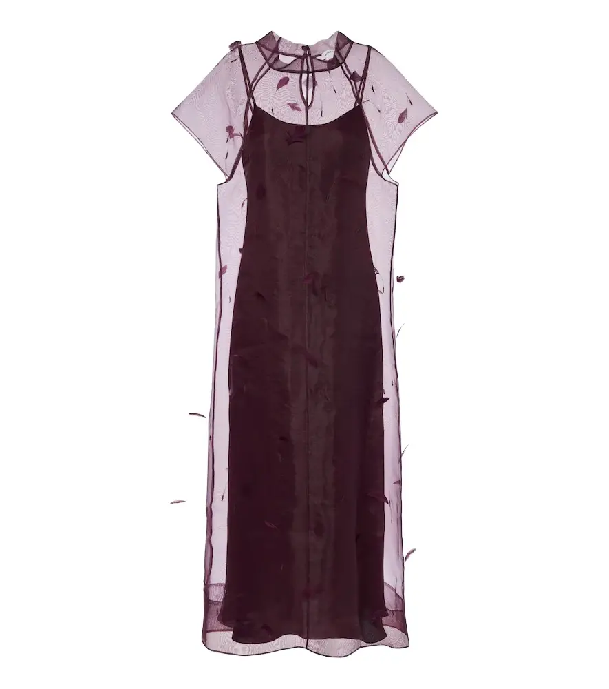 Pauline feather-trimmed organza midi dress Pauline feather-trimmed organza midi dress
