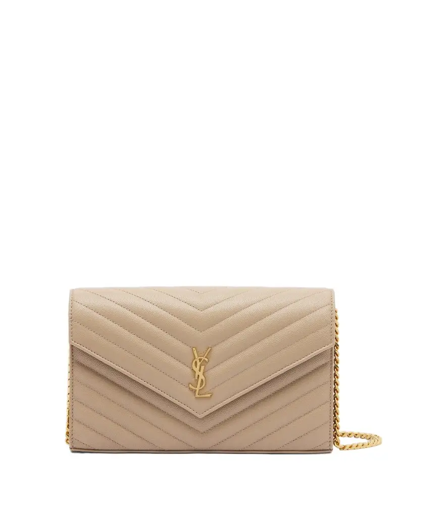 Saint Laurent Cassandre matelassé leather wallet on chain