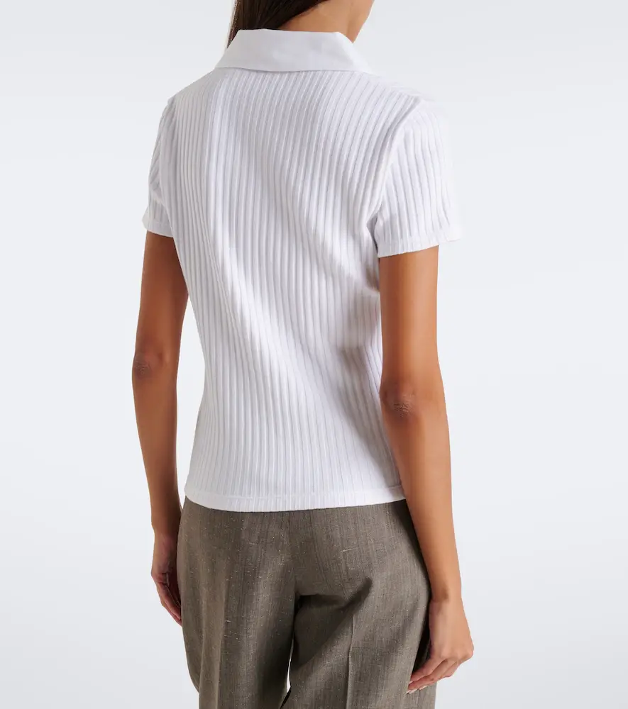 Vince Ribbed-knit cotton-blend polo shirt | Thumbnail 5 Vince Ribbed-knit cotton-blend polo shirt | Thumbnail 5