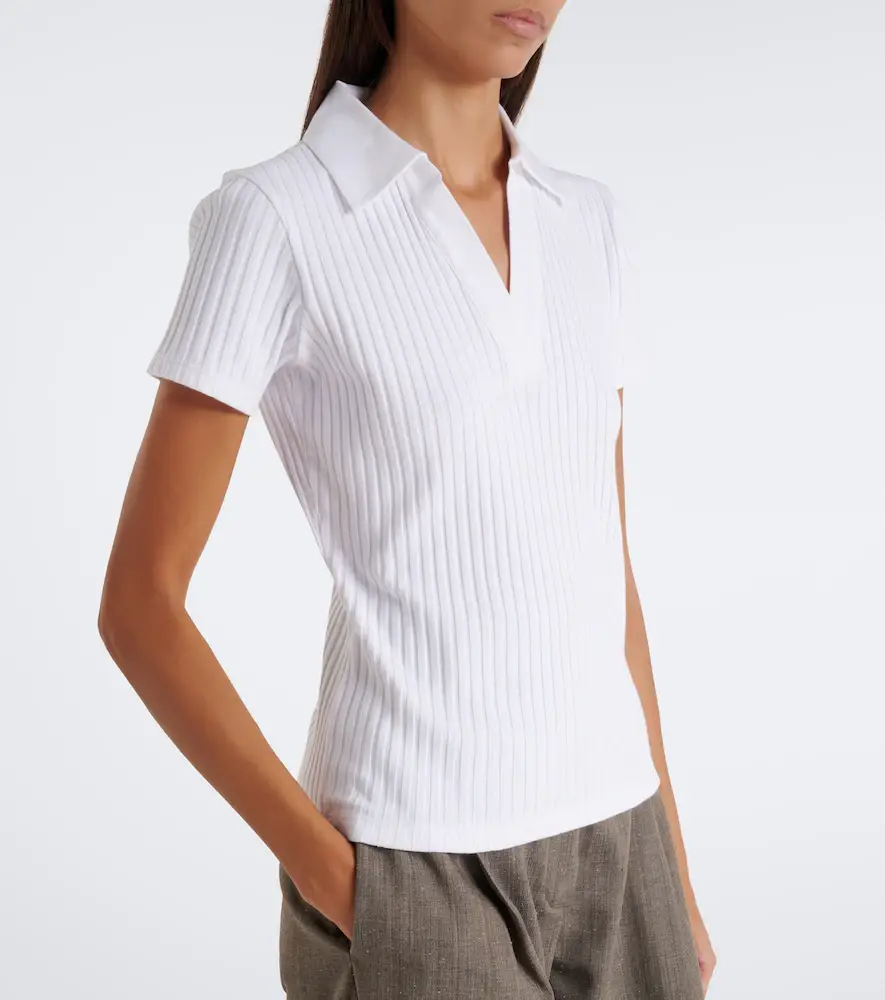 Vince Ribbed-knit cotton-blend polo shirt | Thumbnail 6 Vince Ribbed-knit cotton-blend polo shirt | Thumbnail 6