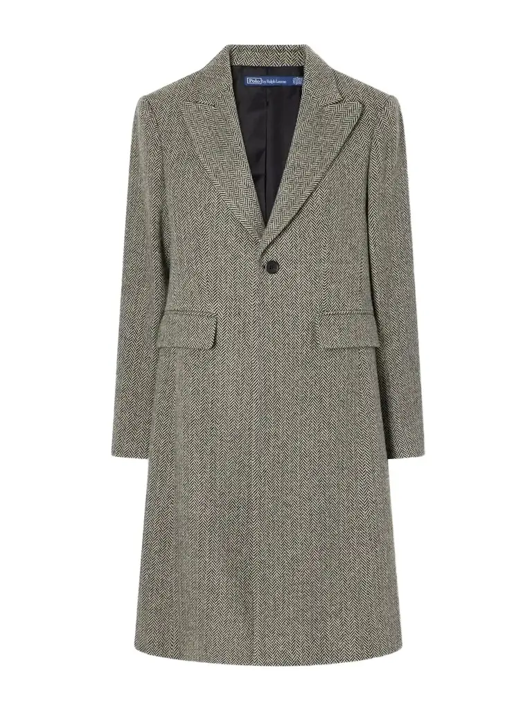 Herringbone Wool-blend Twill Coat Herringbone Wool-blend Twill Coat