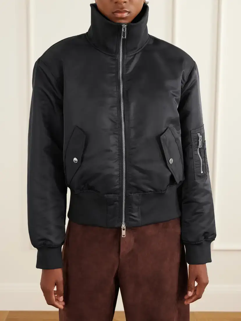 The Frankie Shop Storm Rib-trimmed Satin Bomber Jacket | Thumbnail 3 The Frankie Shop Storm Rib-trimmed Satin Bomber Jacket | Thumbnail 3