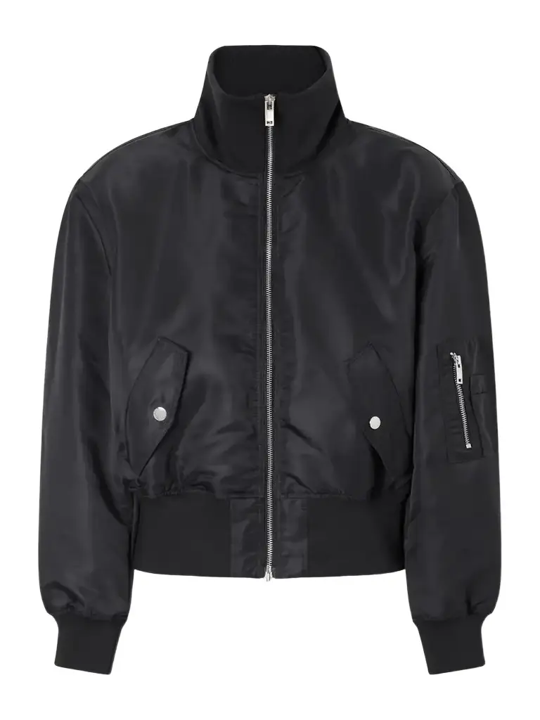 Storm Rib-trimmed Satin Bomber Jacket