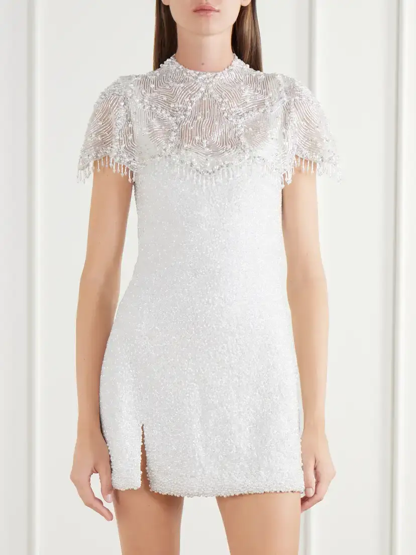 Clio Peppiatt Selkie Fringed Bead-embellished Silk-organza Cape | Thumbnail 3 Clio Peppiatt Selkie Fringed Bead-embellished Silk-organza Cape | Thumbnail 3