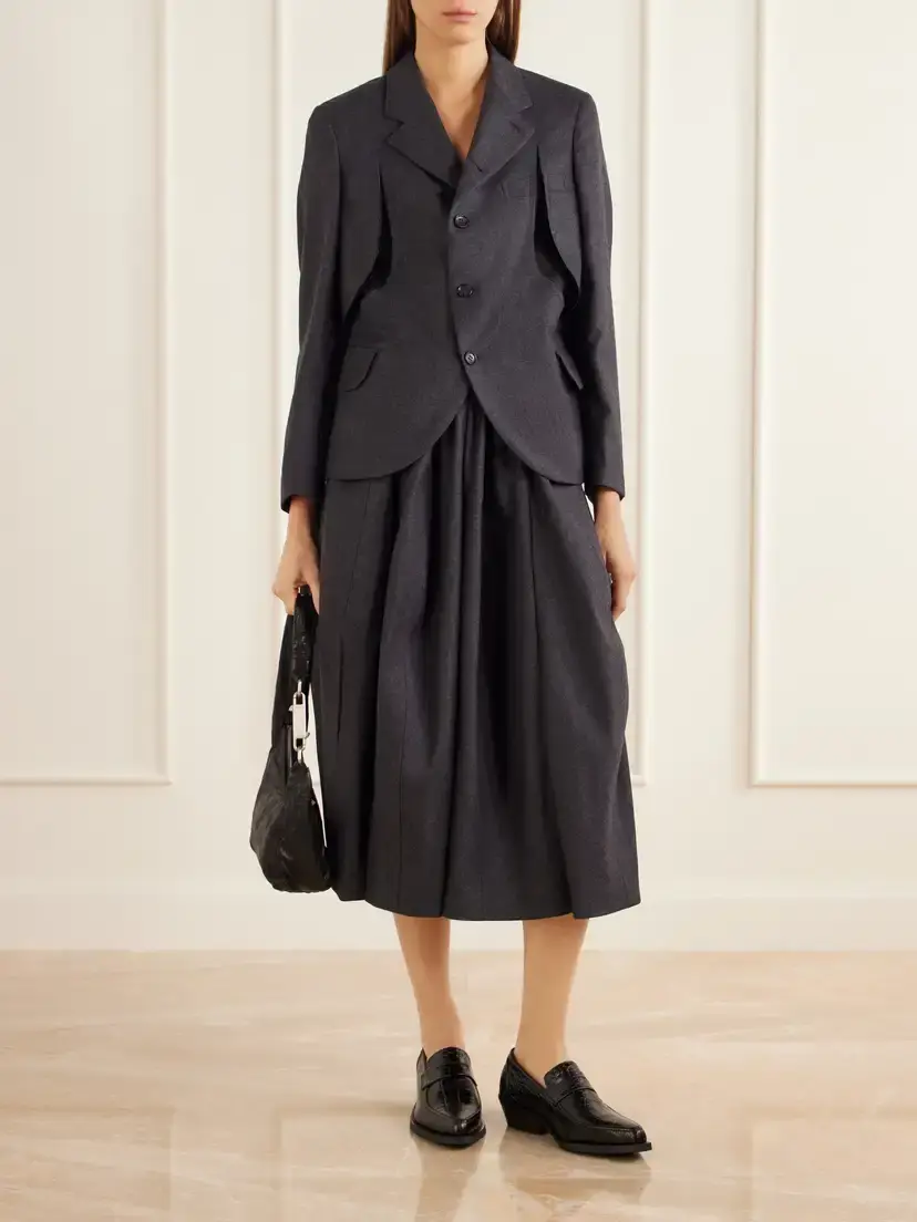 Comme des Garçons Comme des Garçons Paneled Wool-twill Midi Skirt | Thumbnail 2 Comme des Garçons Comme des Garçons Paneled Wool-twill Midi Skirt | Thumbnail 2