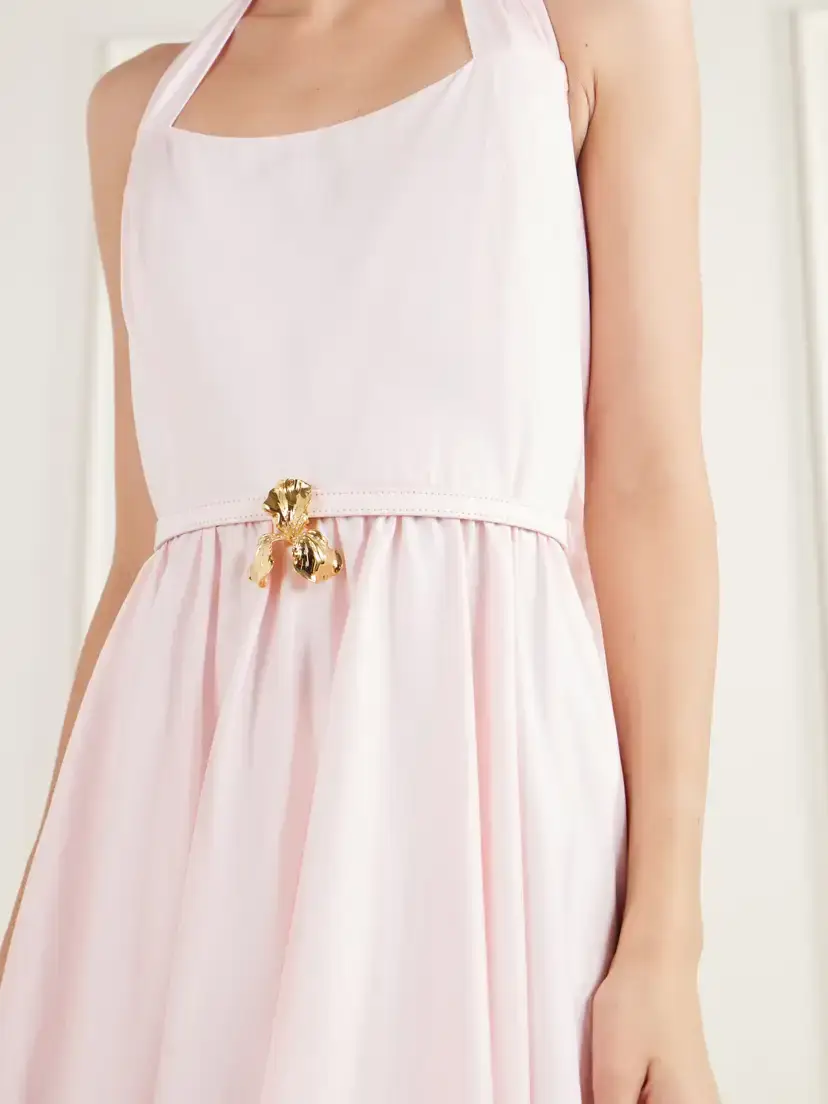 Oscar de la Renta Embellished Gathered Cotton-poplin Halterneck Midi Dress | Thumbnail 4 Oscar de la Renta Embellished Gathered Cotton-poplin Halterneck Midi Dress | Thumbnail 4