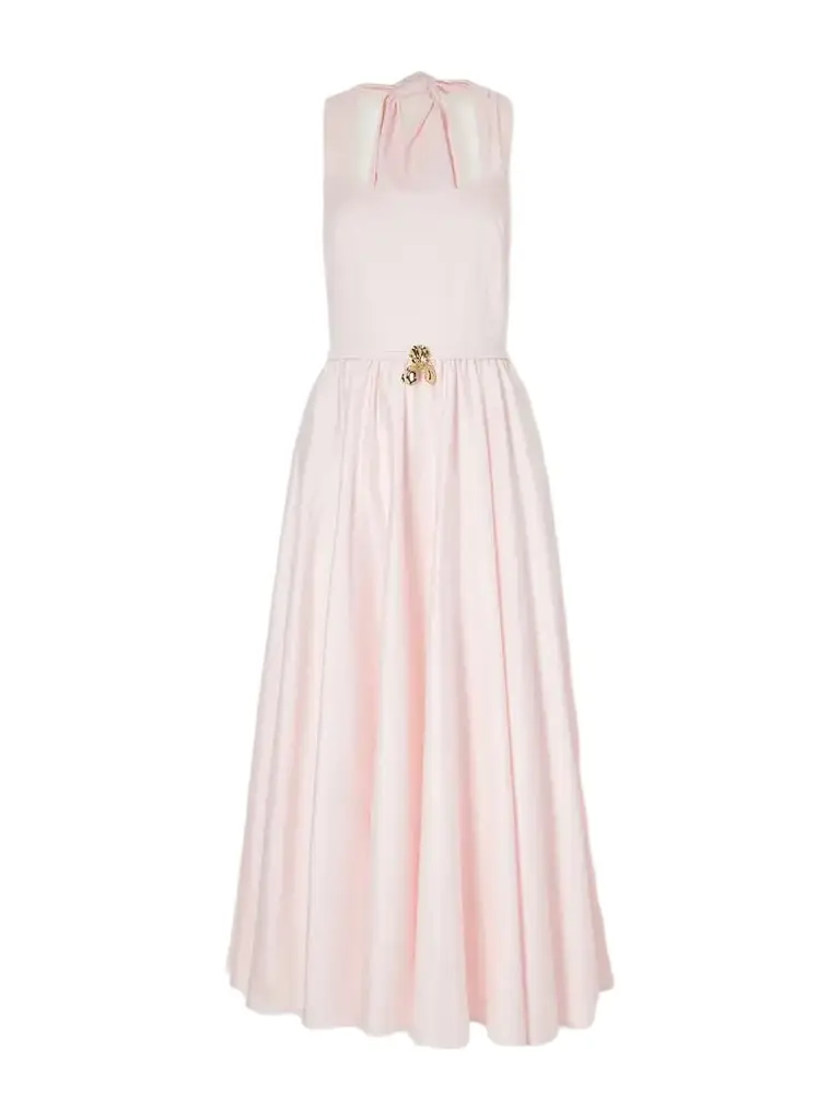 Embellished Gathered Cotton-poplin Halterneck Midi Dress Embellished Gathered Cotton-poplin Halterneck Midi Dress