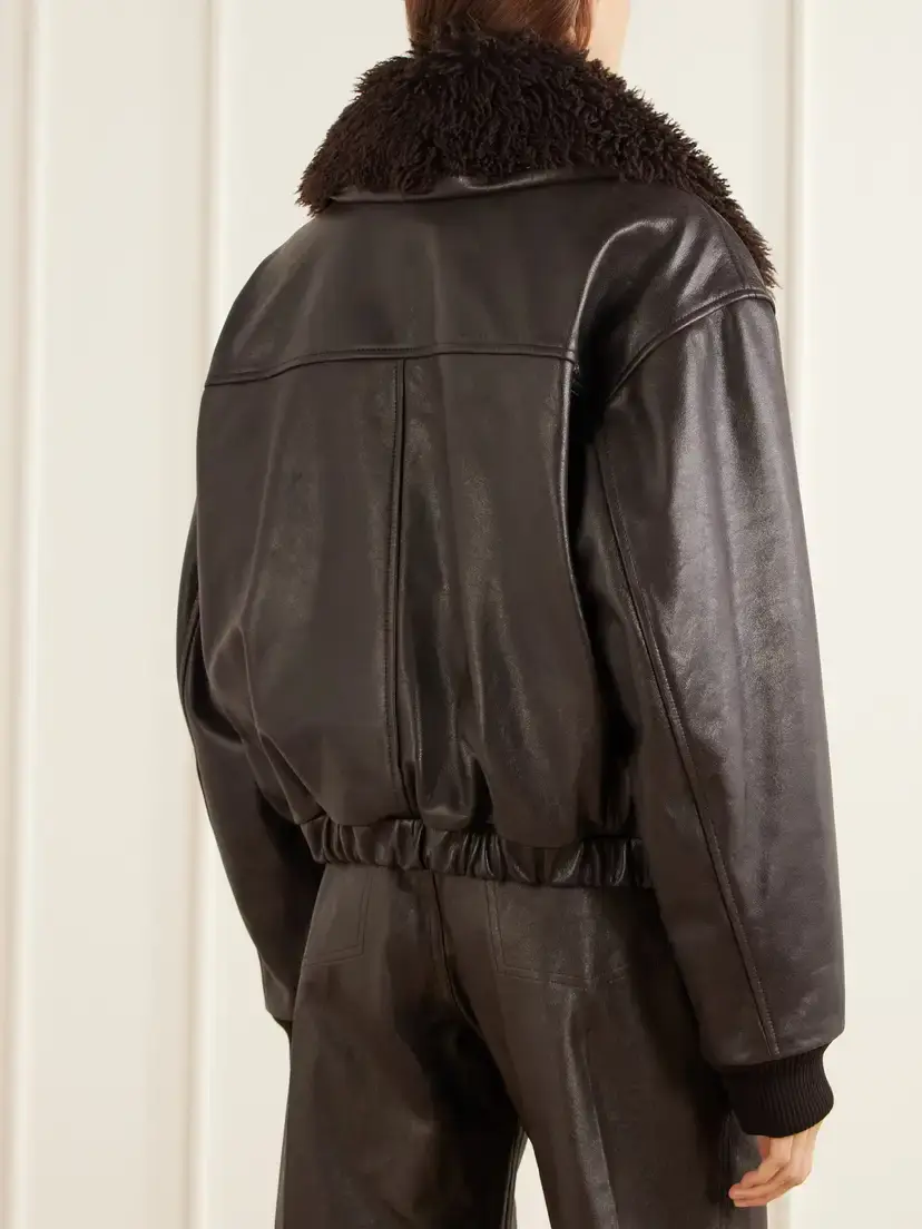 Lemaire Pilot Shearling-trimmed Leather Blouson Jacket | Thumbnail 4