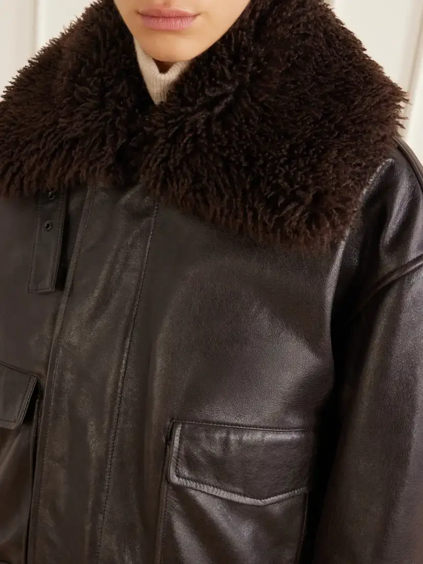 Lemaire Pilot Shearling-trimmed Leather Blouson Jacket | Thumbnail 5