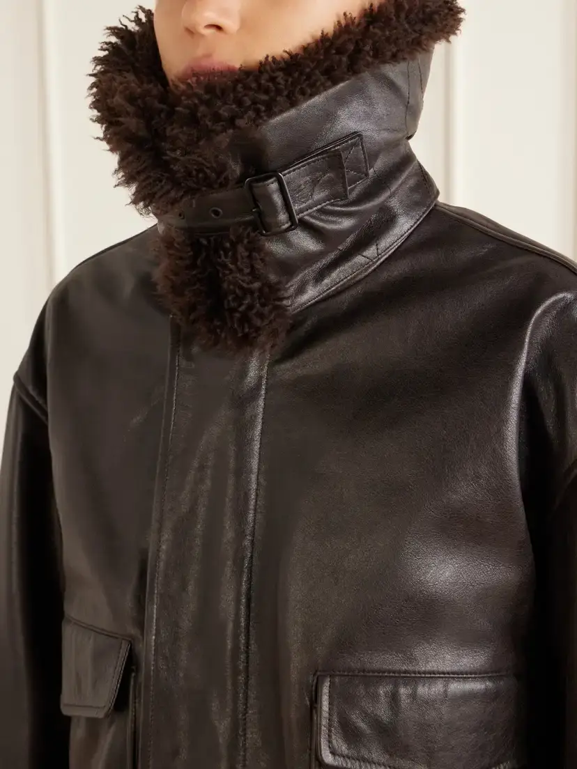 Lemaire Pilot Shearling-trimmed Leather Blouson Jacket | Thumbnail 6