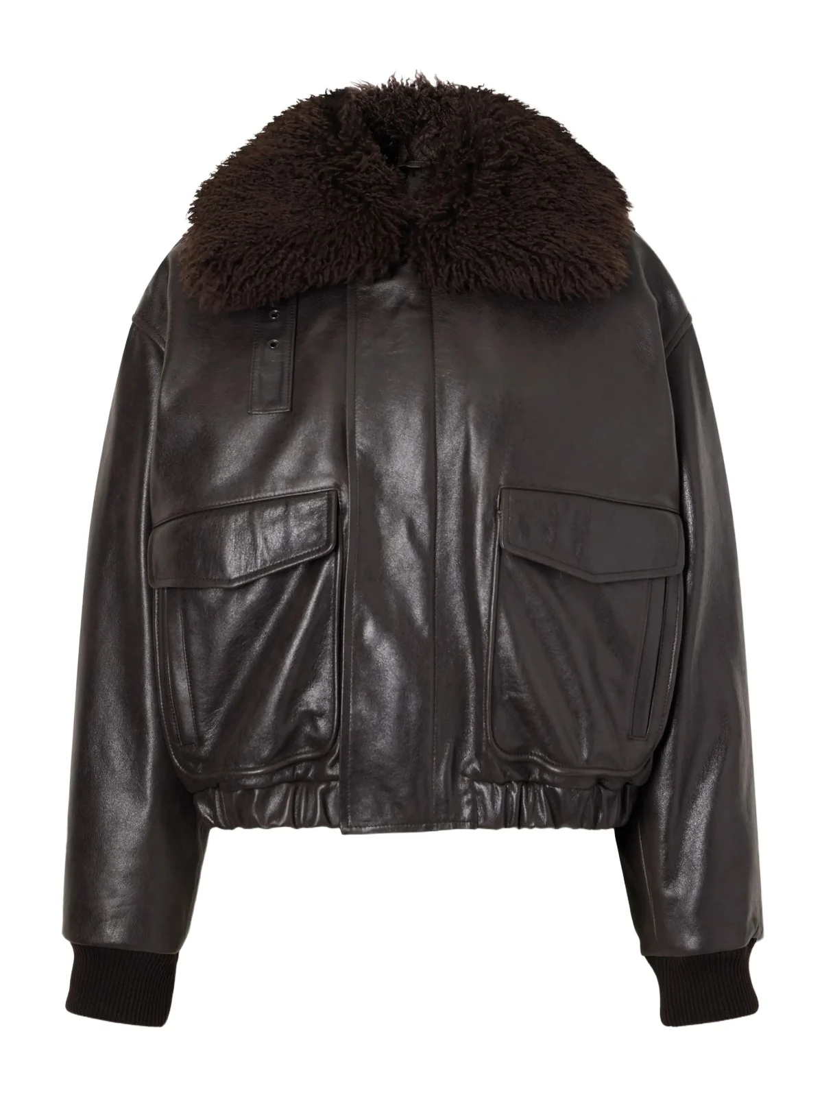 Lemaire Pilot Shearling-trimmed Leather Blouson Jacket