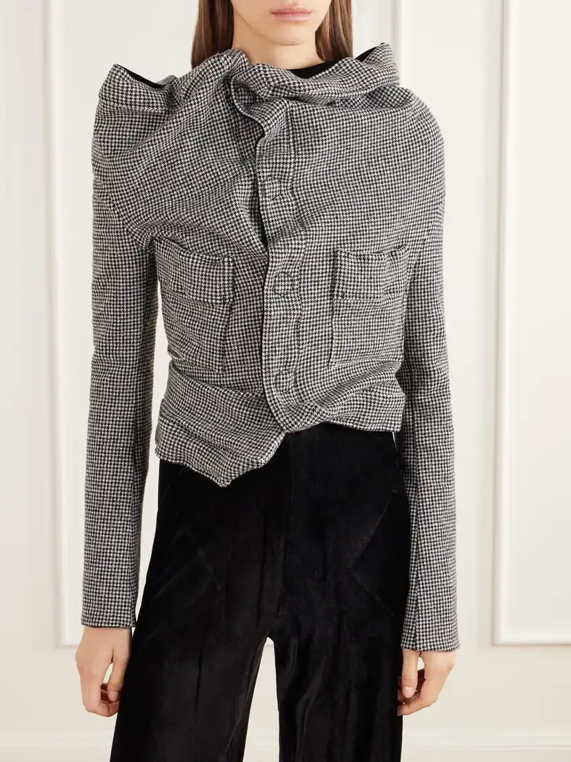 Junya Watanabe Asymmetric Houndstooth Wool-blend Jacket | Thumbnail 3