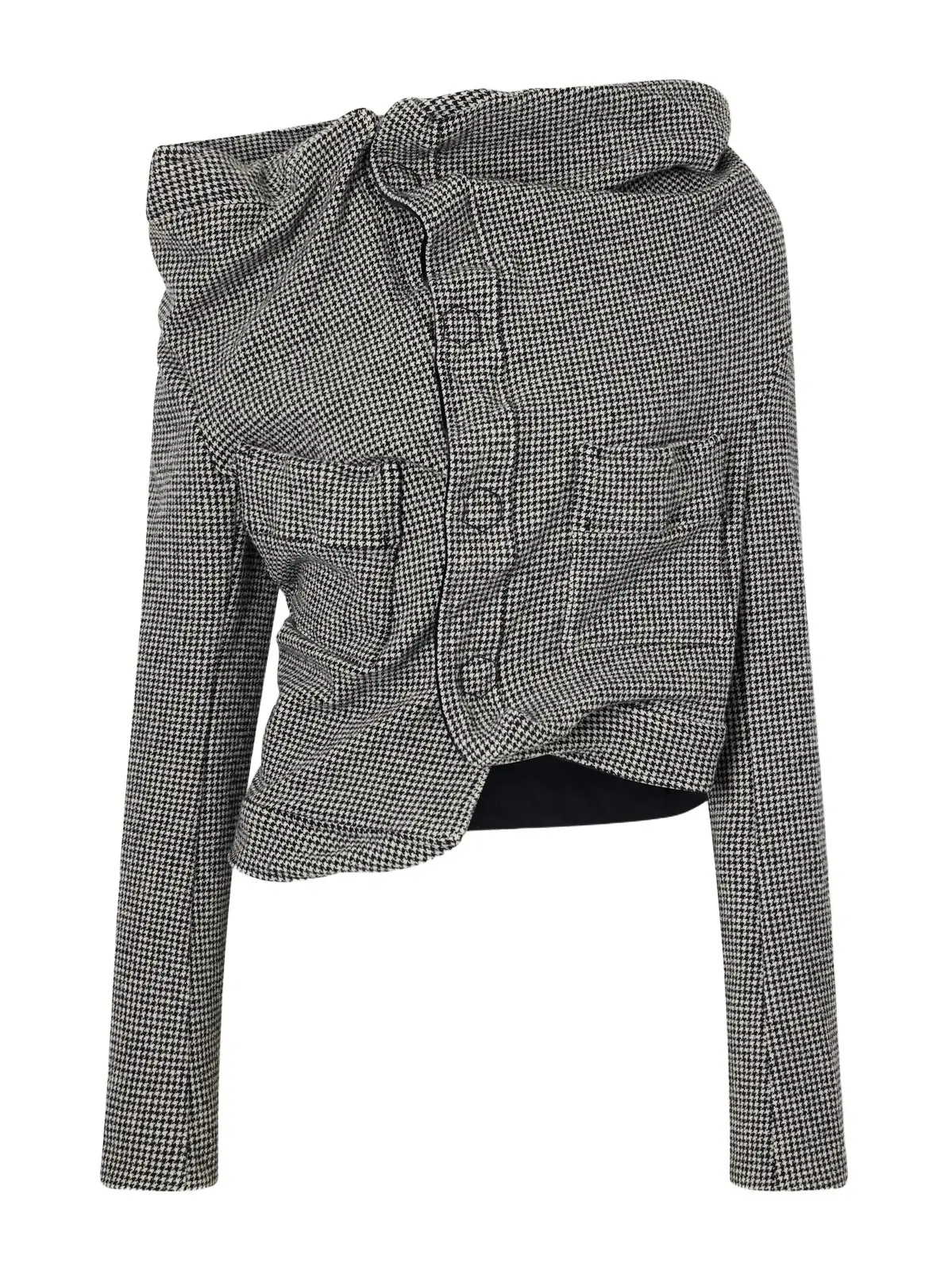 Asymmetric Houndstooth Wool-blend Jacket Asymmetric Houndstooth Wool-blend Jacket