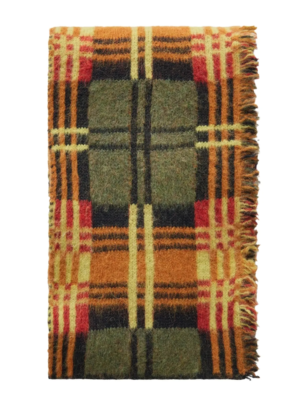 Dries Van Noten Fringe-trimmed Checked Brushed Wool-blend Scarf