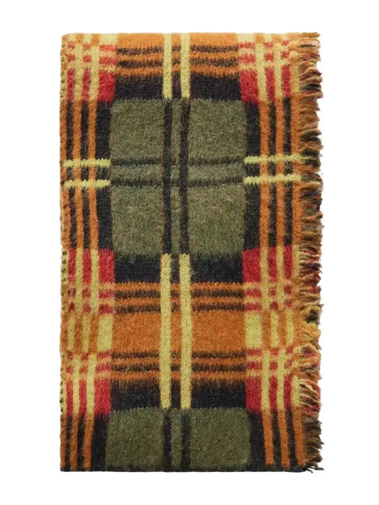 Dries Van Noten Fringe-trimmed Checked Brushed Wool-blend Scarf