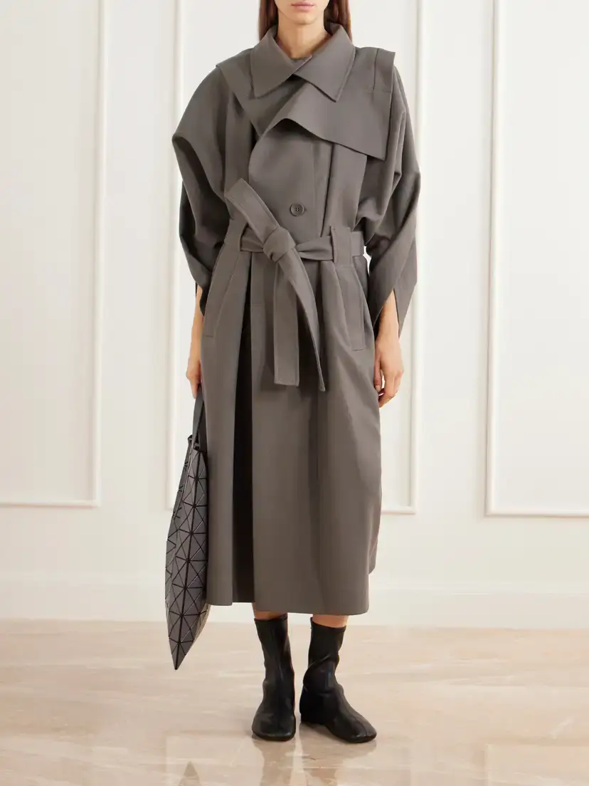 Issey Miyake Calligraph Layered Belted Worsted-wool Coat | Thumbnail 2