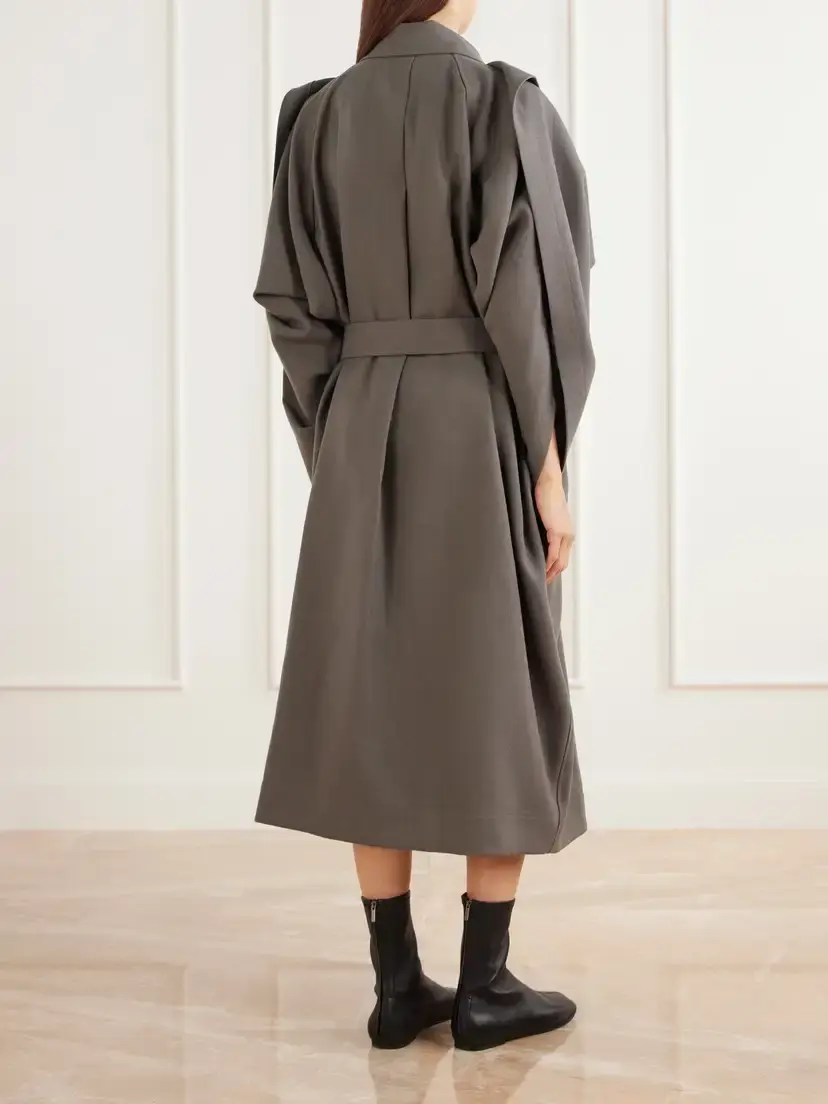 Issey Miyake Calligraph Layered Belted Worsted-wool Coat | Thumbnail 3
