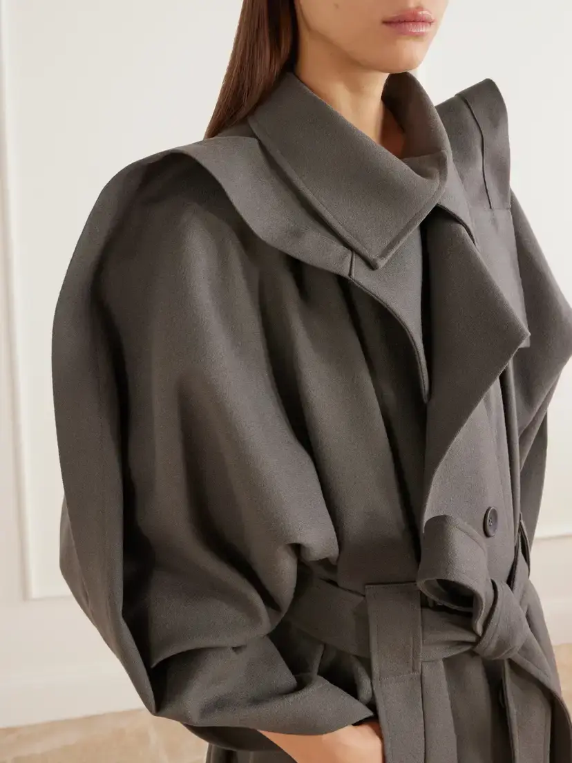 Issey Miyake Calligraph Layered Belted Worsted-wool Coat | Thumbnail 4