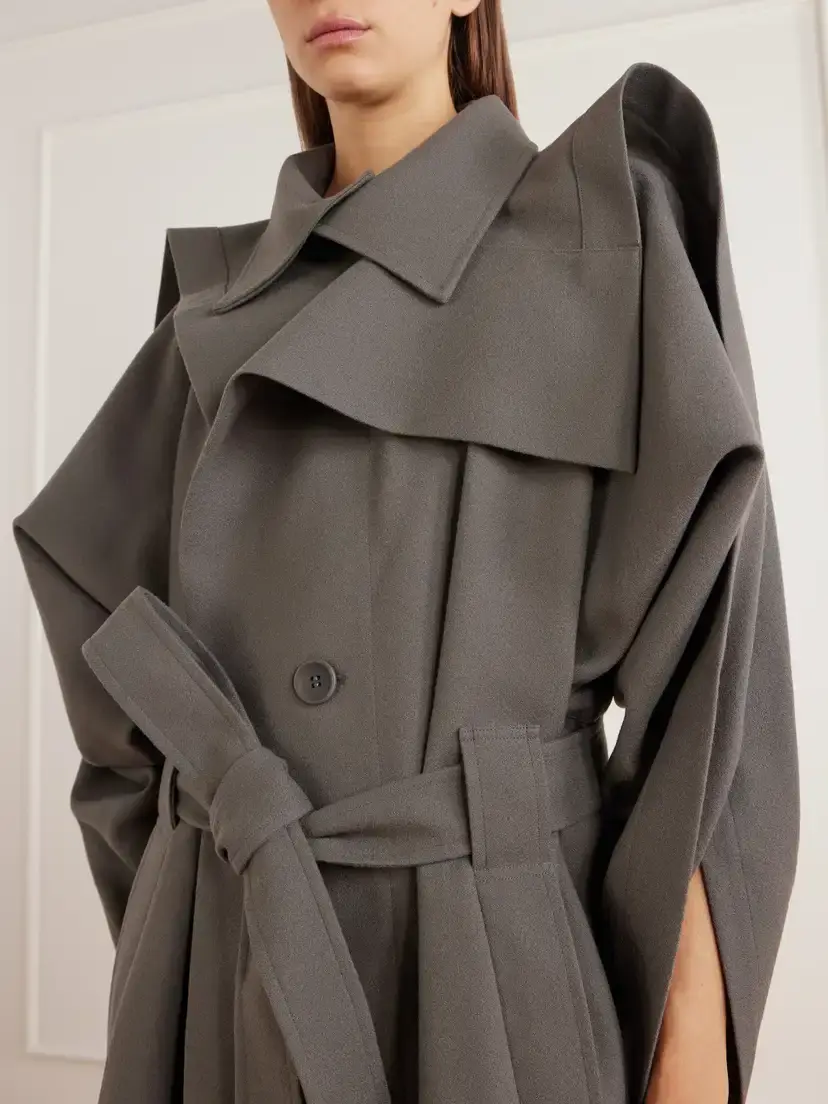 Issey Miyake Calligraph Layered Belted Worsted-wool Coat | Thumbnail 5