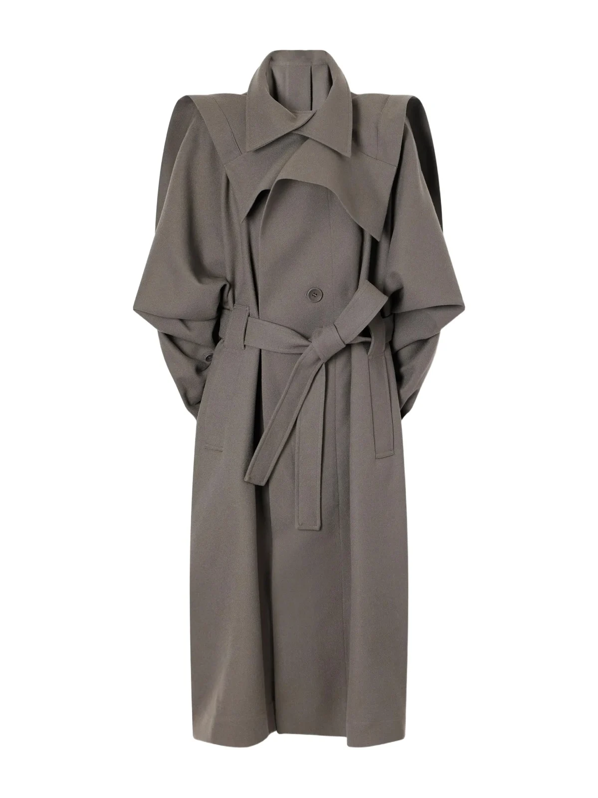 Issey Miyake Calligraph Layered Belted Worsted-wool Coat