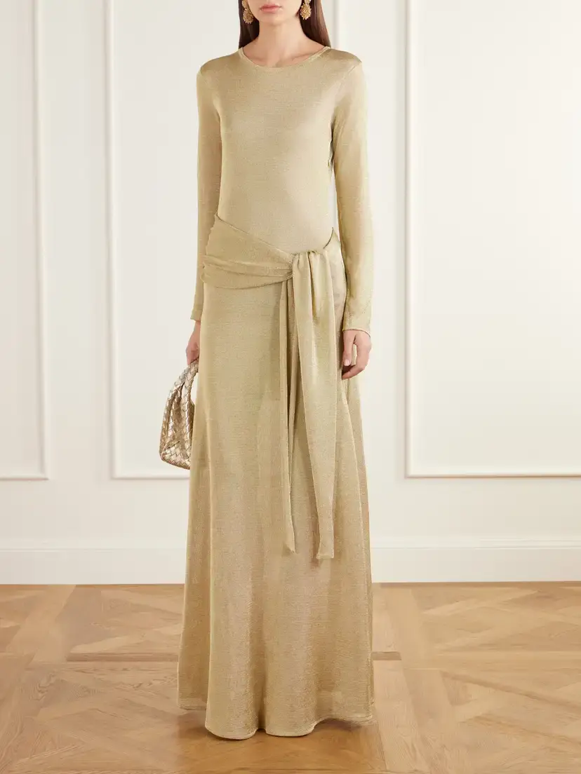 Oscar de la Renta Tie-detailed Knitted Gown | Thumbnail 2