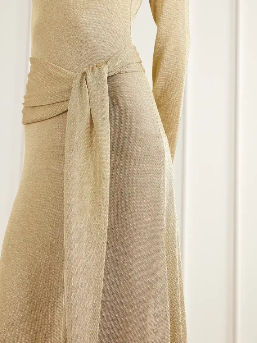 Oscar de la Renta Tie-detailed Knitted Gown | Thumbnail 4