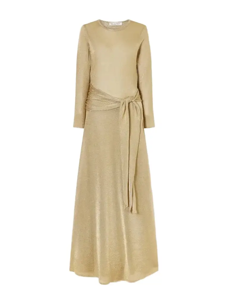 Tie-detailed Knitted Gown